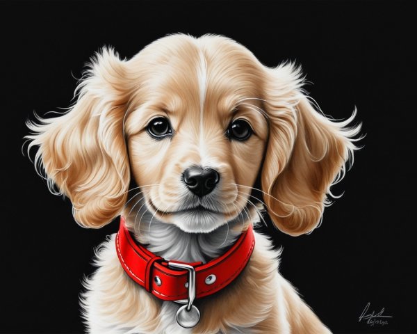 Charming Cream and Gold Puppy Illustration