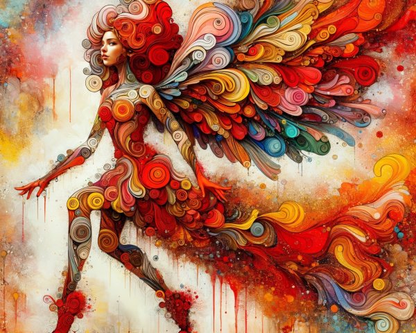 Abstract Art Depicting a Woman with Colorful Patterns