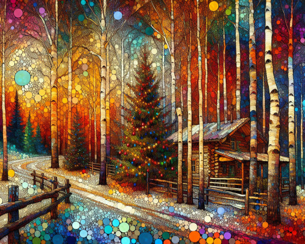 Vibrant Forest Scene with Colorful Autumn Foliage