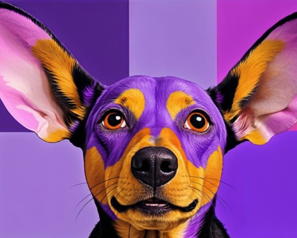 Whimsical Dog with Oversized Ears in Vibrant Colors