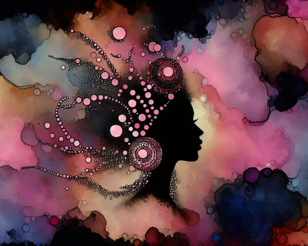 Silhouette of Woman's Profile with Abstract Colors