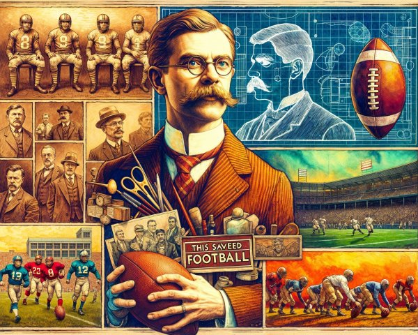 Portrait of a Historical Football Figure and Scenes