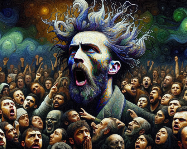 Dramatic Crowd Scene with Emotional Expressions