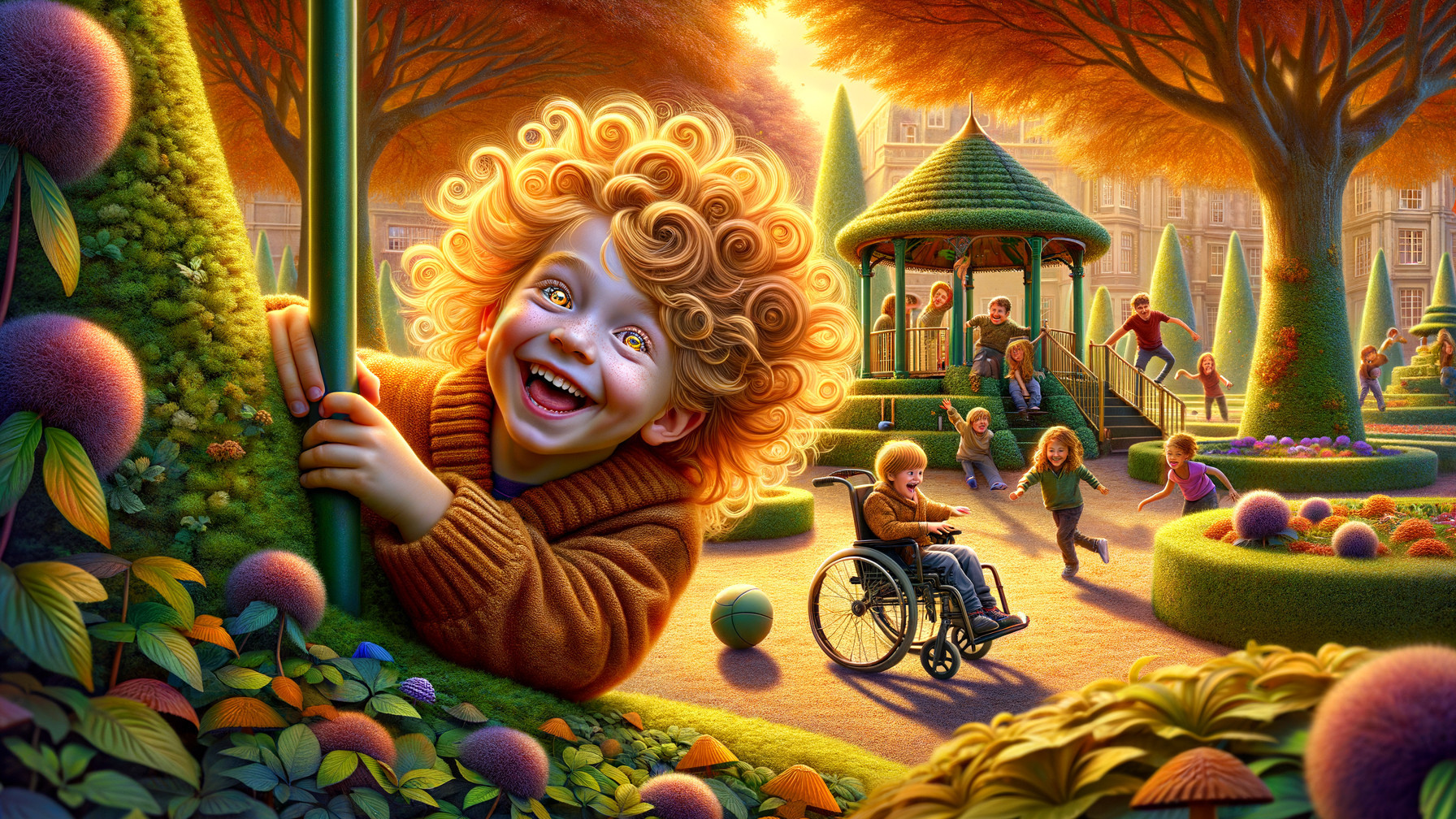 Joyful Children Playing in a Colorful Park Setting