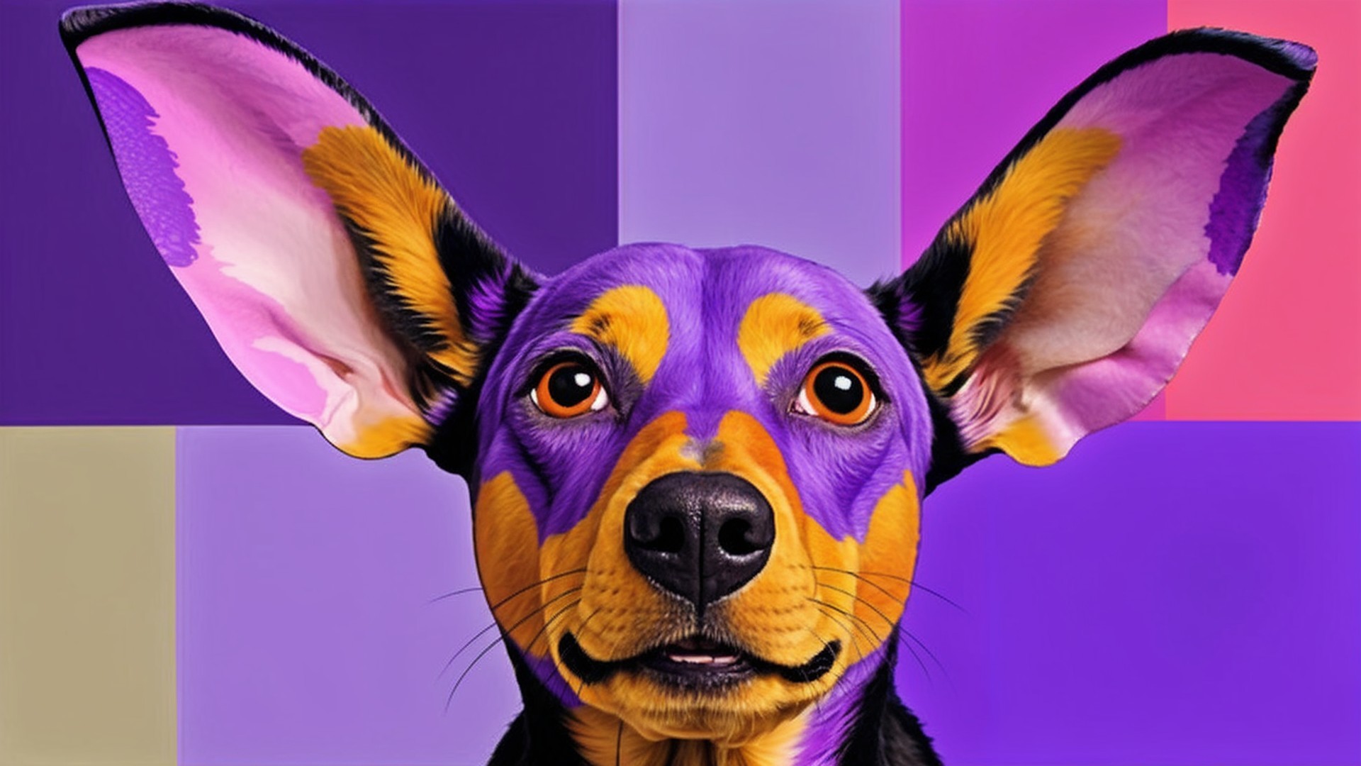 Whimsical Dog with Oversized Ears in Vibrant Colors