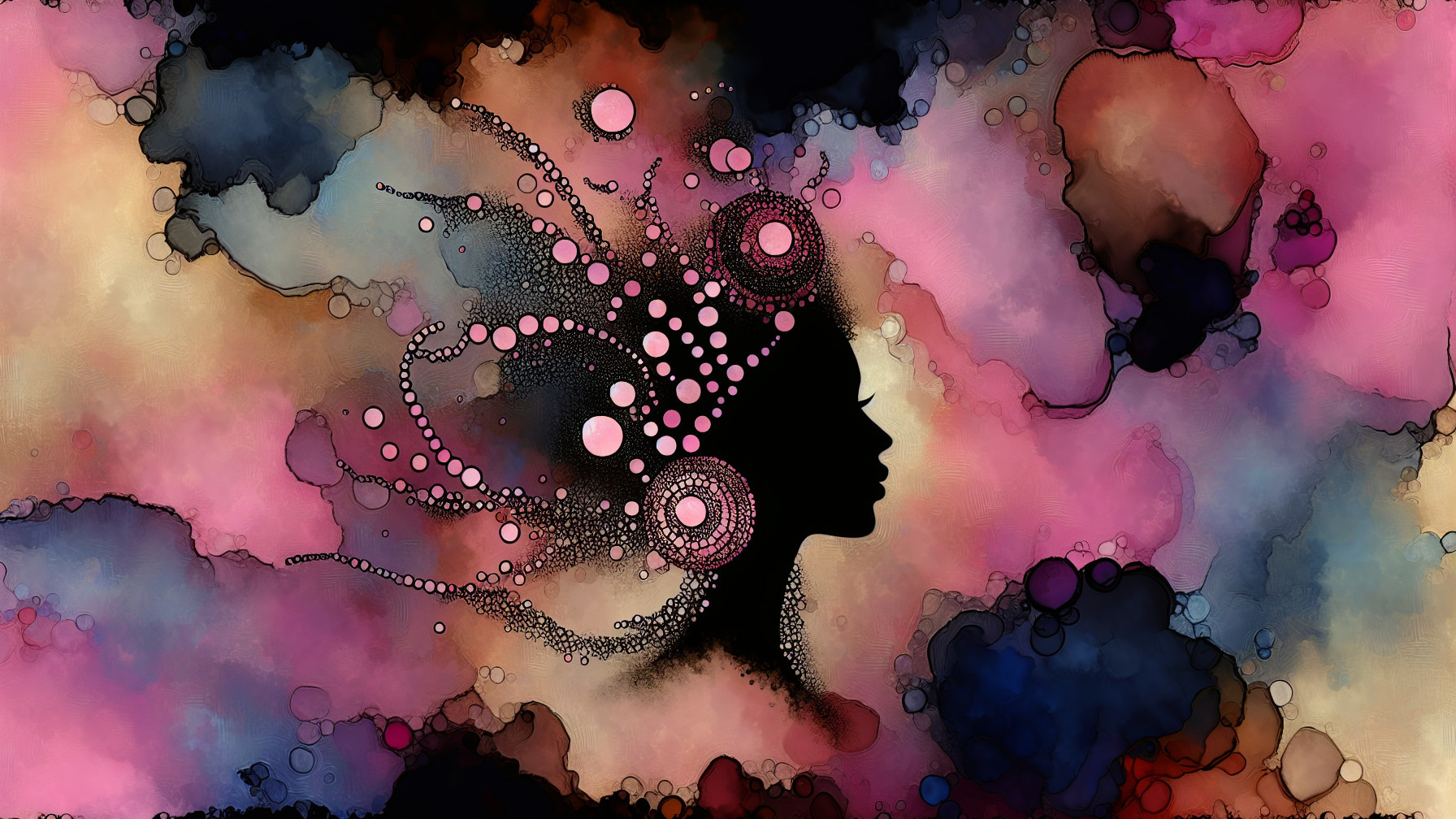 Silhouette of Woman's Profile with Abstract Colors