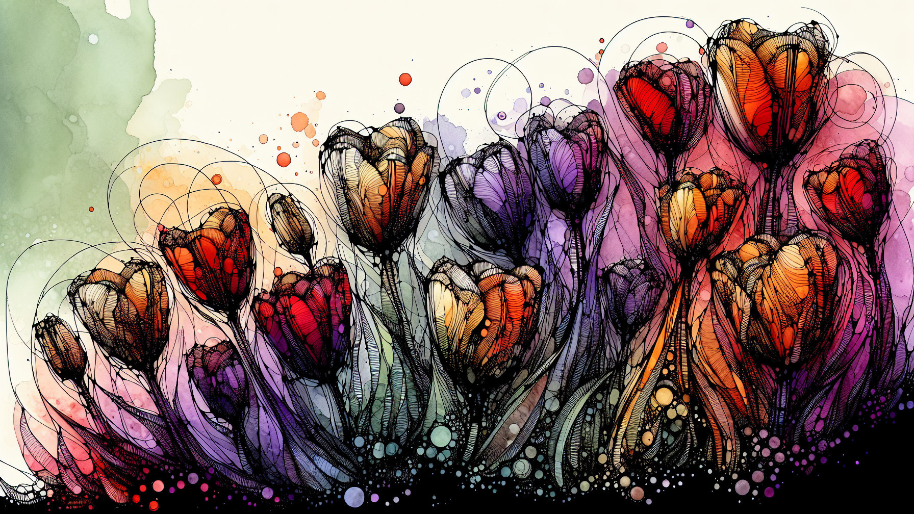 Vibrant Abstract Illustration of Blooming Flowers