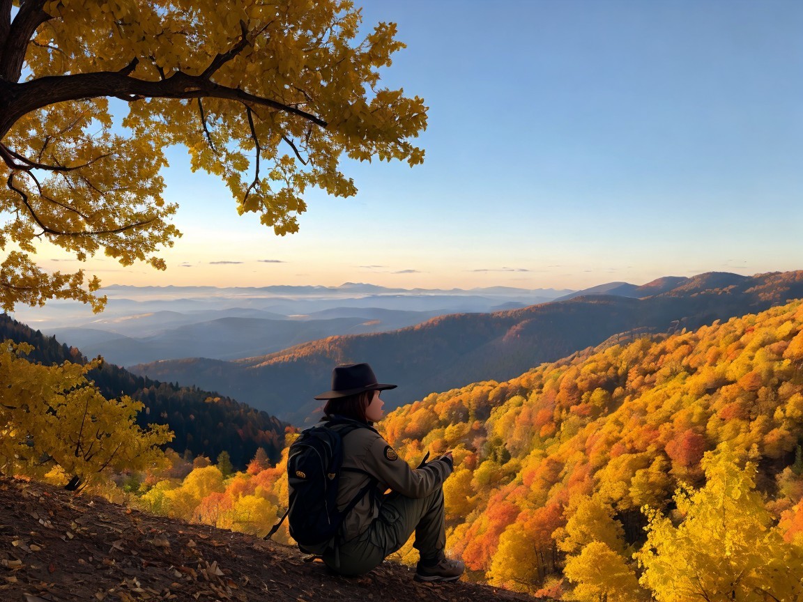 Autumn Landscape with Vibrant Foliage and Mountains