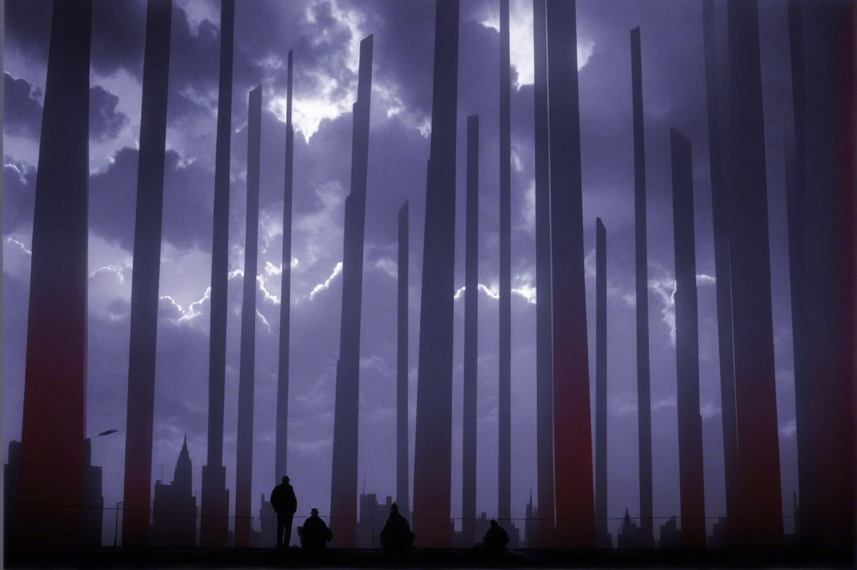 Dramatic Landscape with Pillars and Brooding Sky
