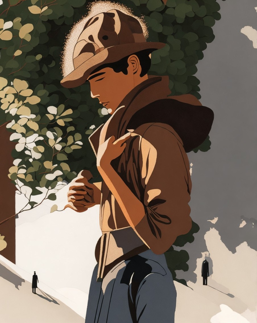 Stylized Illustration of a Young Man in Classic Fashion