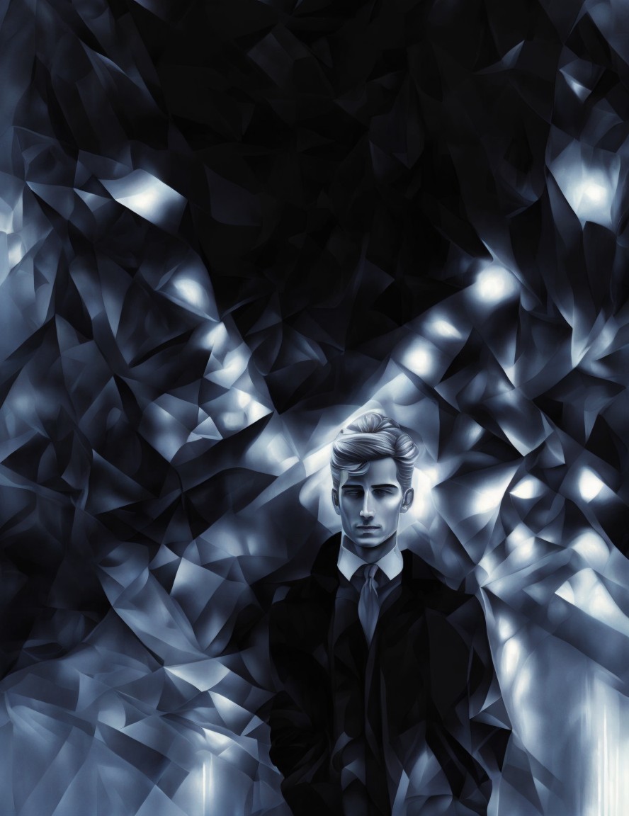 Stylized portrait of a young man with dark backdrop