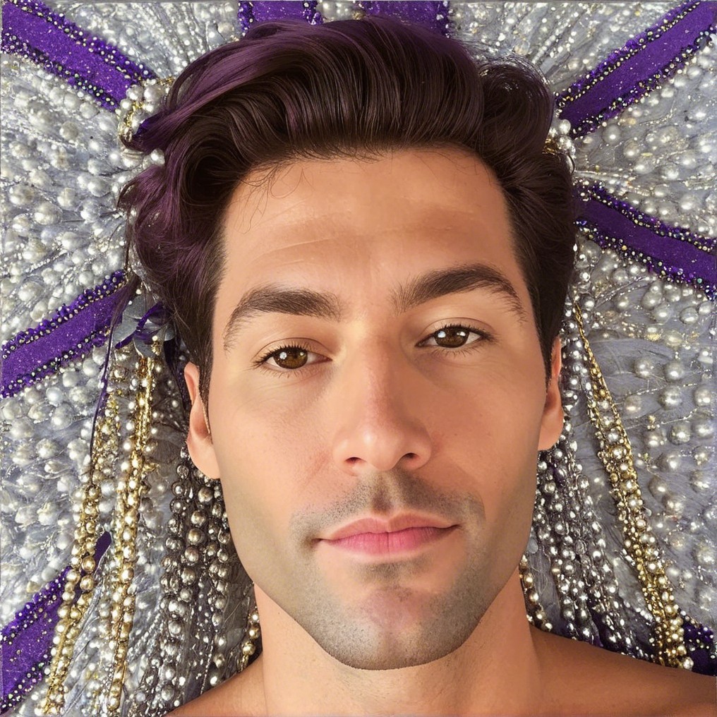 Close-Up Portrait of Young Man with Purple Highlights