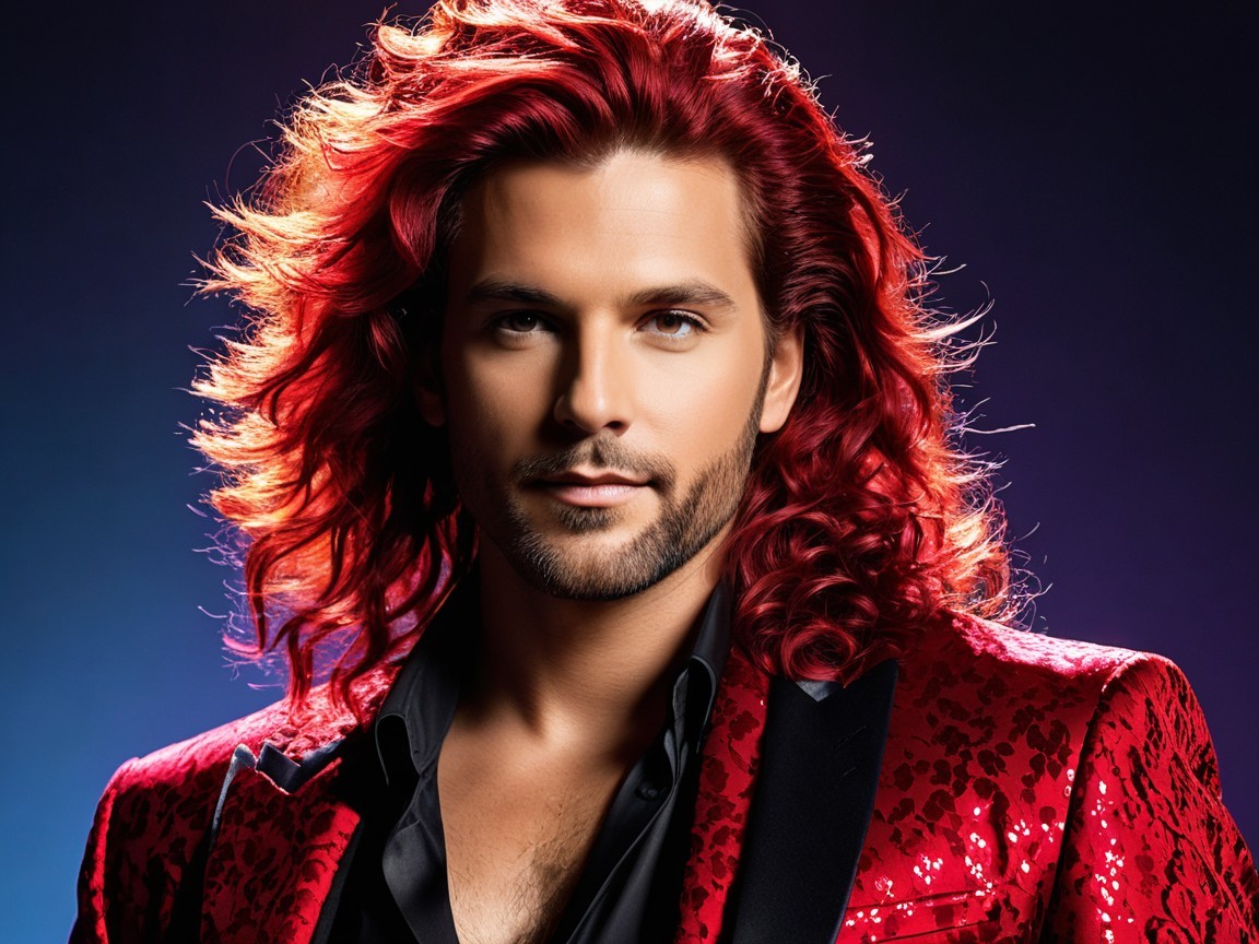 Individual with Long Red Hair in Glamorous Setting