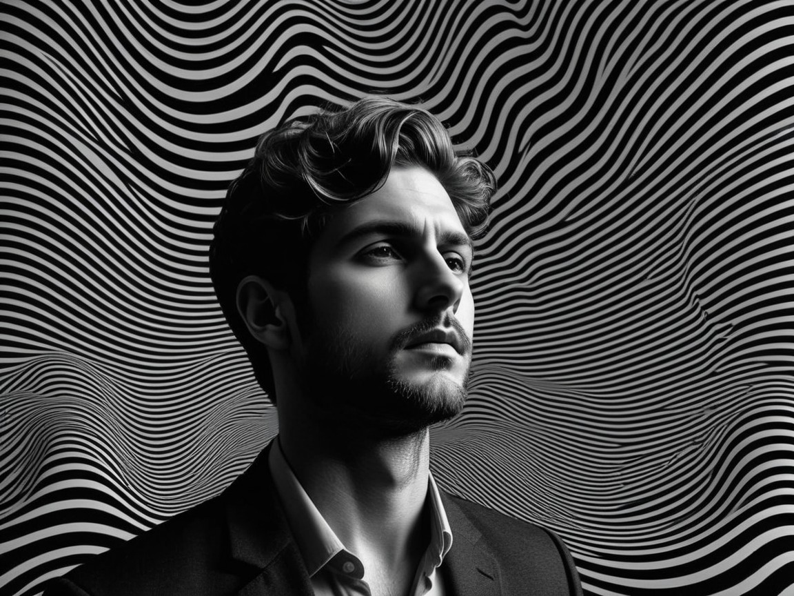 Black-and-white portrait of a young man in a suit