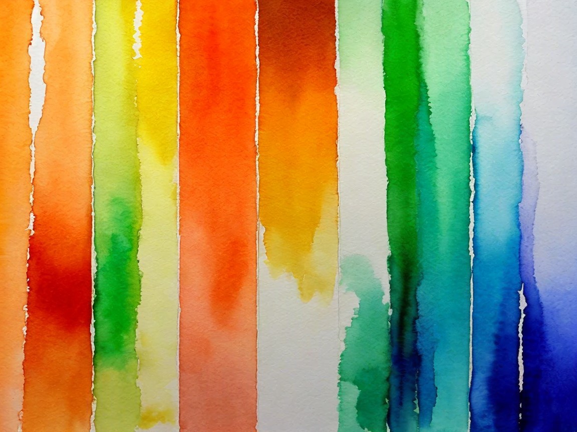 Abstract Watercolor Painting with Rainbow Gradient Colors