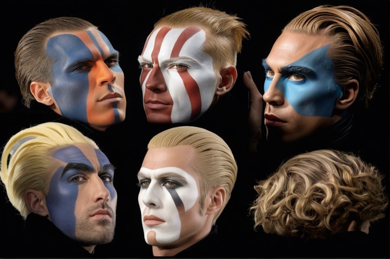 Artistic Makeup and Hairstyles on Male Models