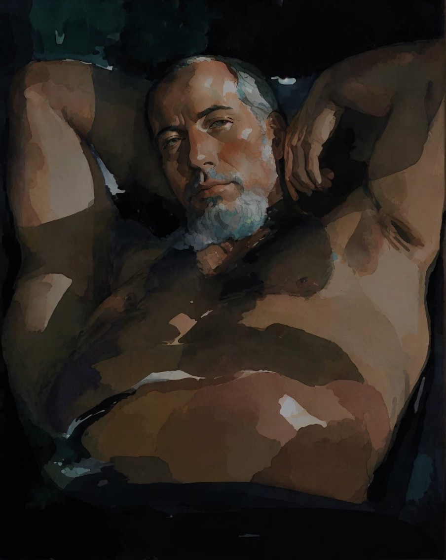 Contemplative Male Figure in Soft Brushstrokes
