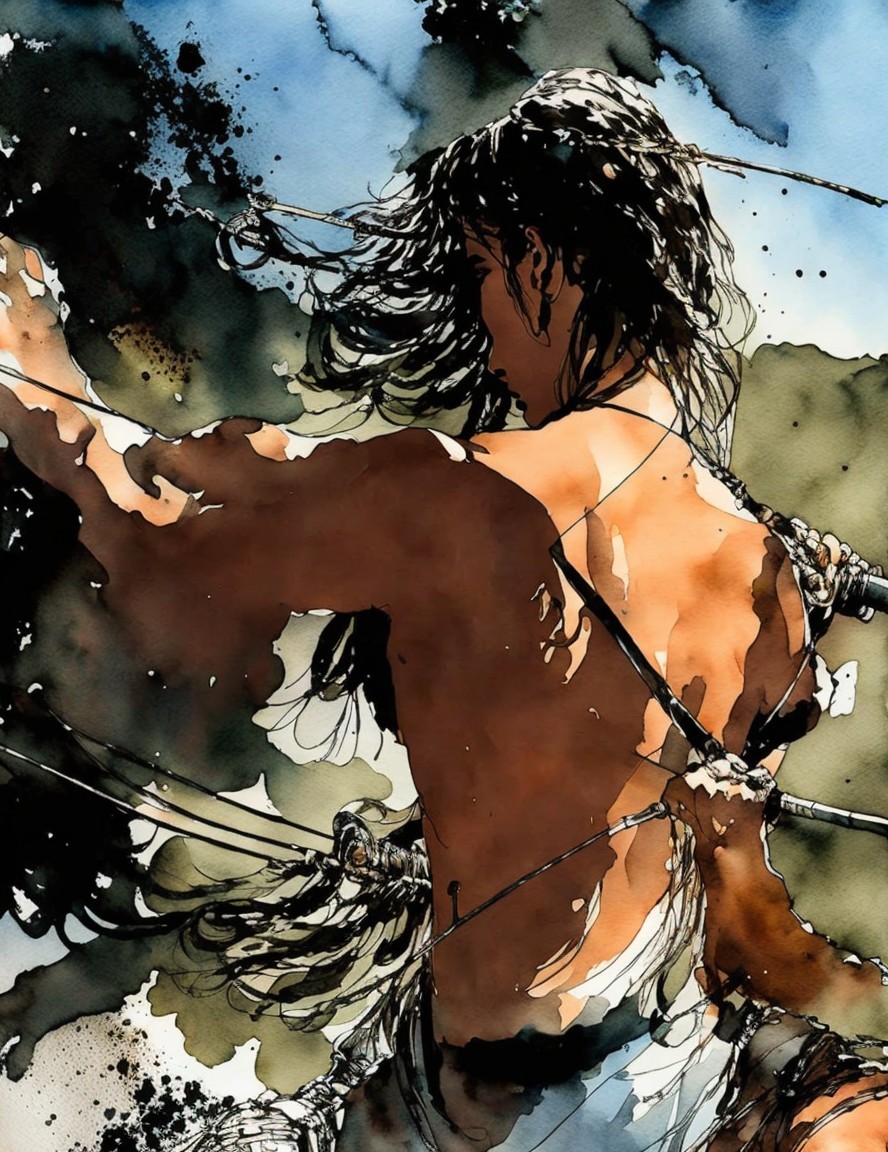 Dynamic Figure of a Woman in Motion with Vivid Colors