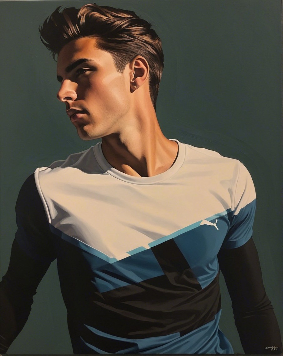 Stylized Portrait of Young Man in Athletic Shirt