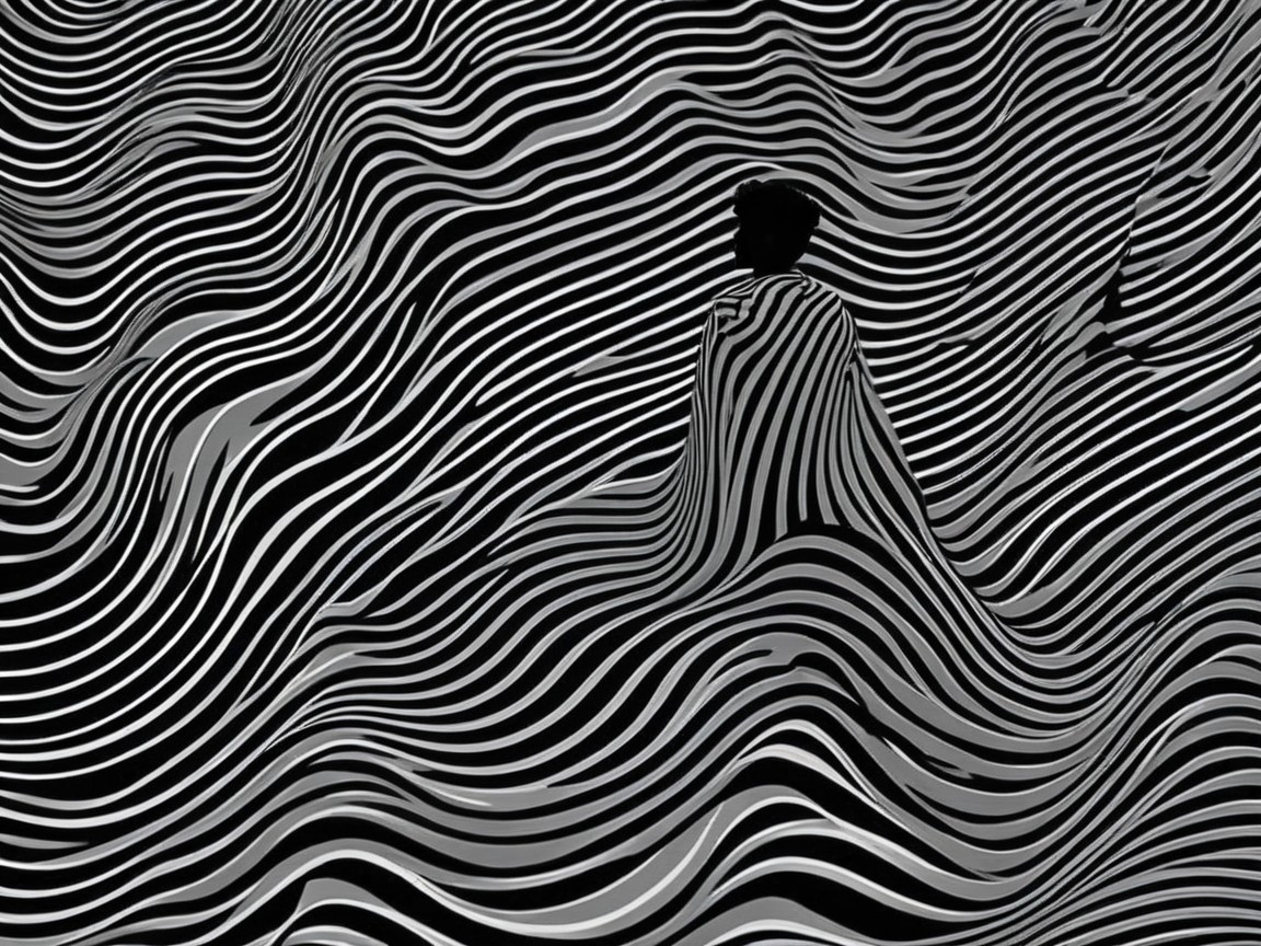 Silhouette with Flowing Lines and Abstract Background