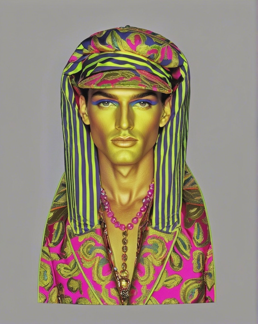 Fashion Portrait of Model in Vibrant Suit and Makeup