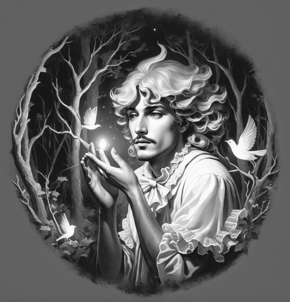 Mystical Scene of Young Man Cradling Glowing Light