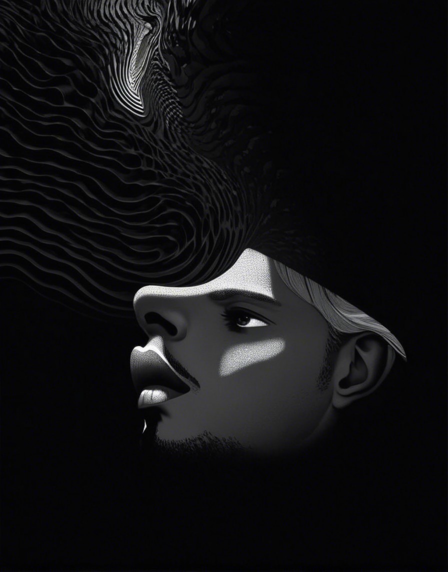 Stylized Portrait of a Man with Abstract Patterns
