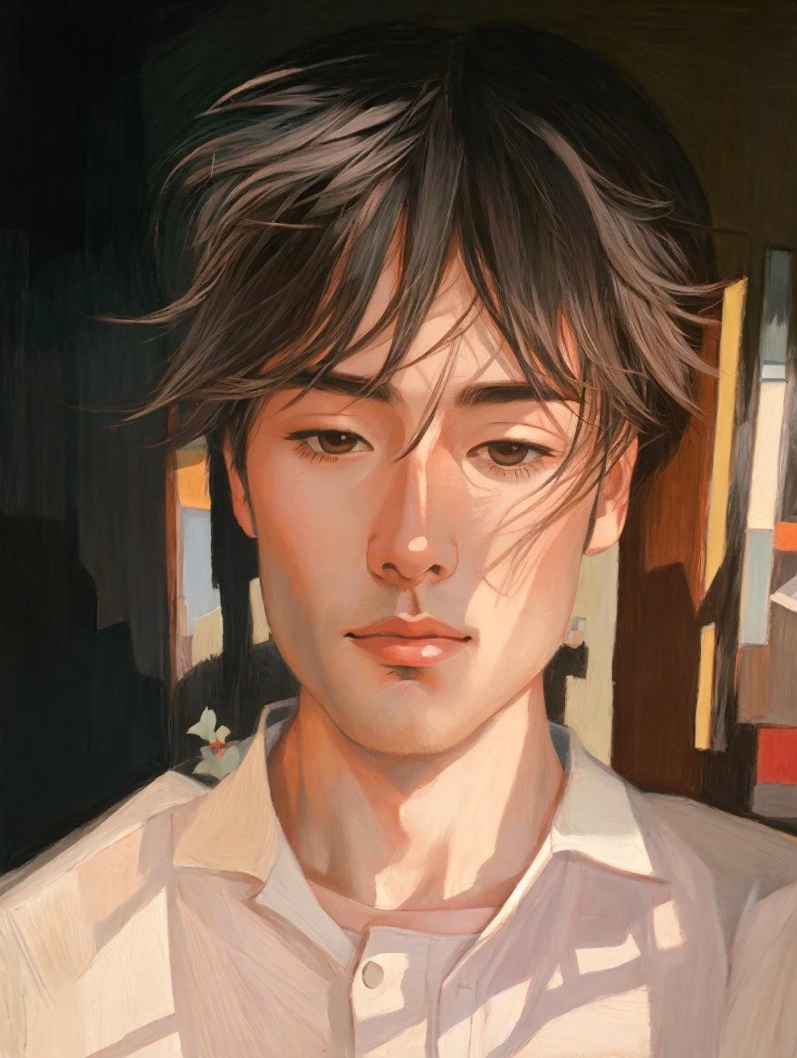 Portrait of a Young Man with Contemplative Expression