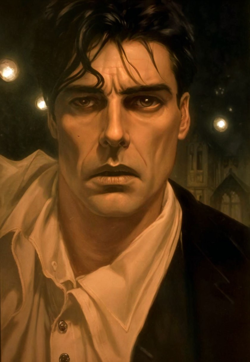 Close-up Portrait of a Serious Man in Soft Lighting