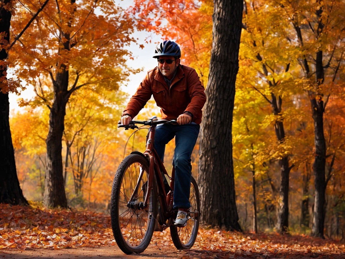 Bicycle Ride Through Vibrant Autumn Foliage