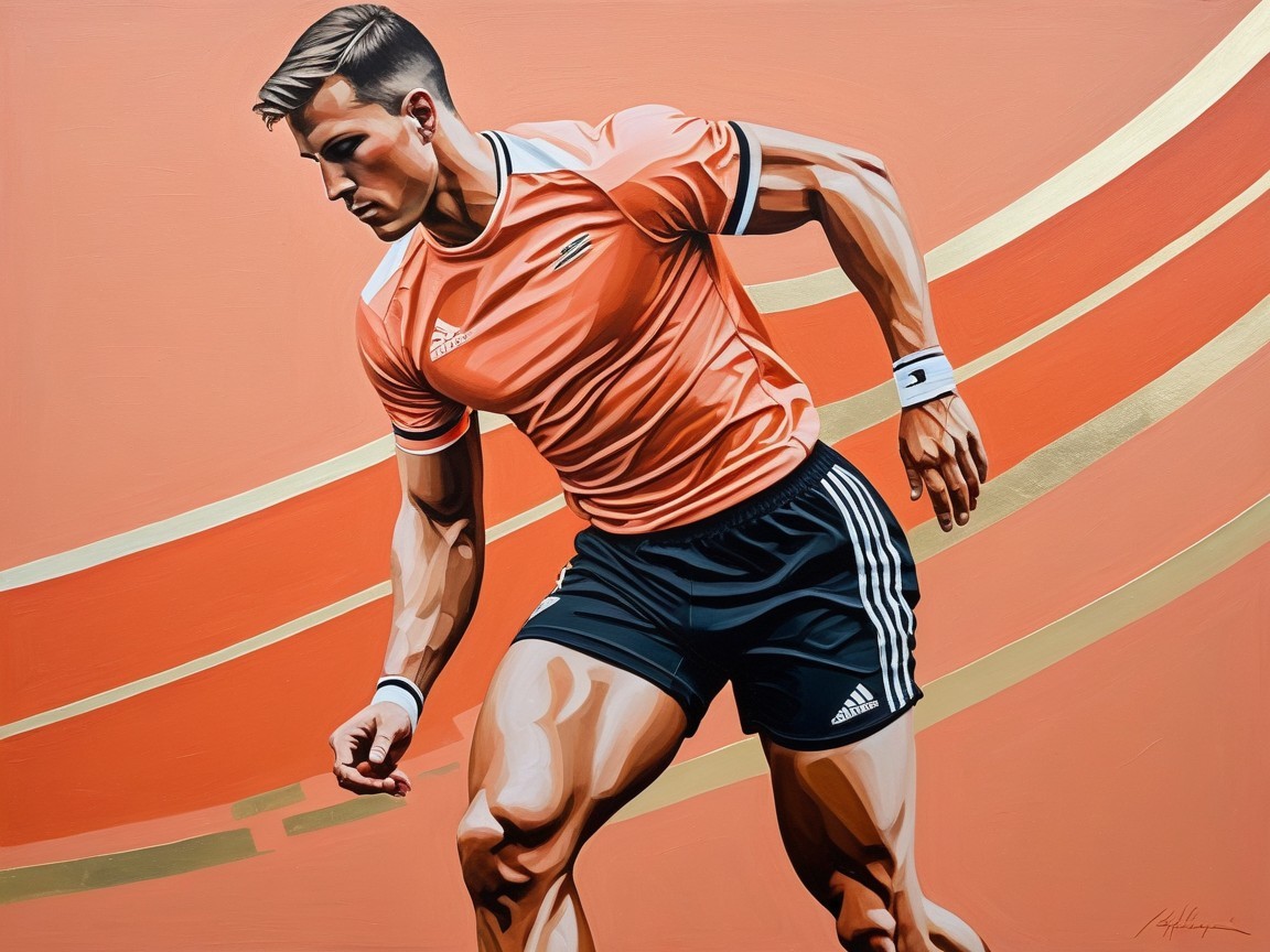 Dynamic Male Athlete in Motion with Vibrant Background