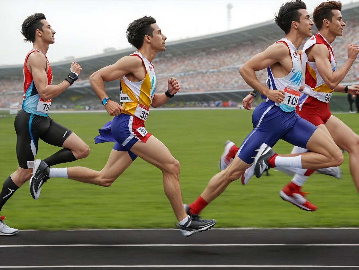 Male Athletes Competing in a Track Race Event