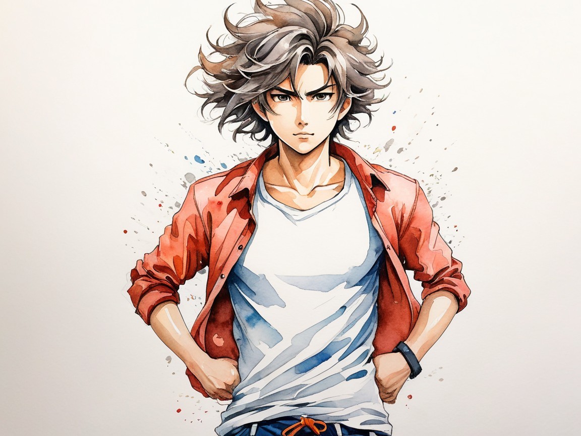 Dynamic Illustration of Confident Young Man in Casual Wear