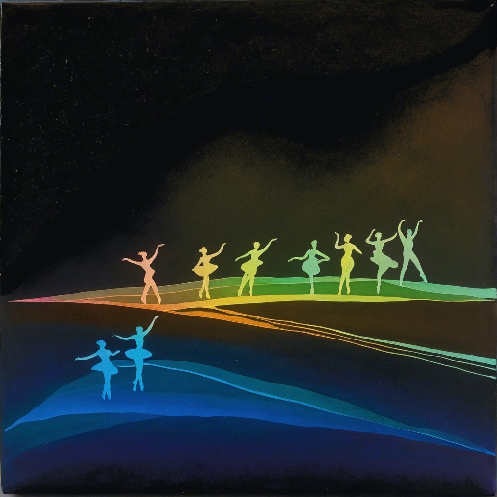 Vibrant Silhouette of Colorful Dancers in Motion