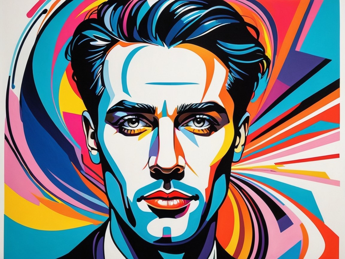 Vibrant Stylized Portrait of a Man with Bold Colors