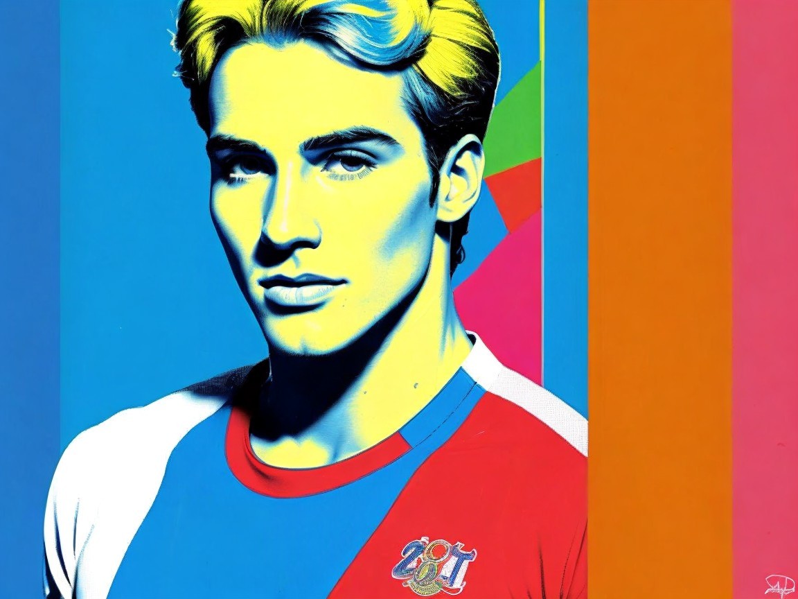 Stylized Portrait of Young Man in Bold Colors