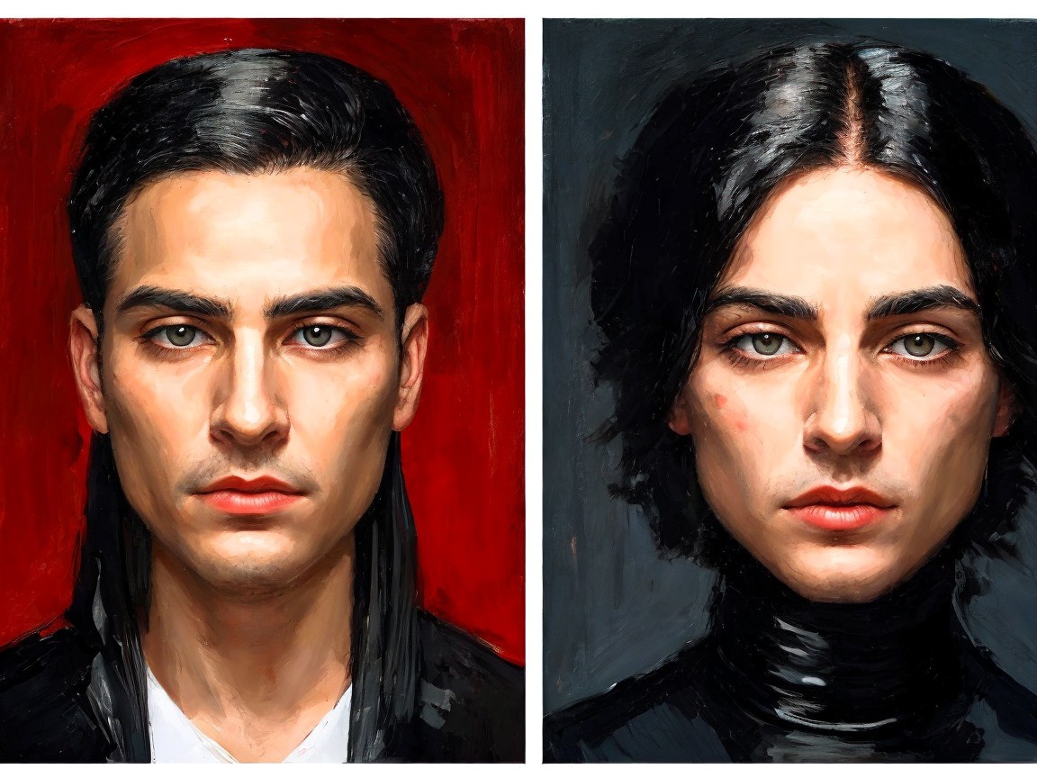 Striking Side-by-Side Portraits of Young Man and Woman