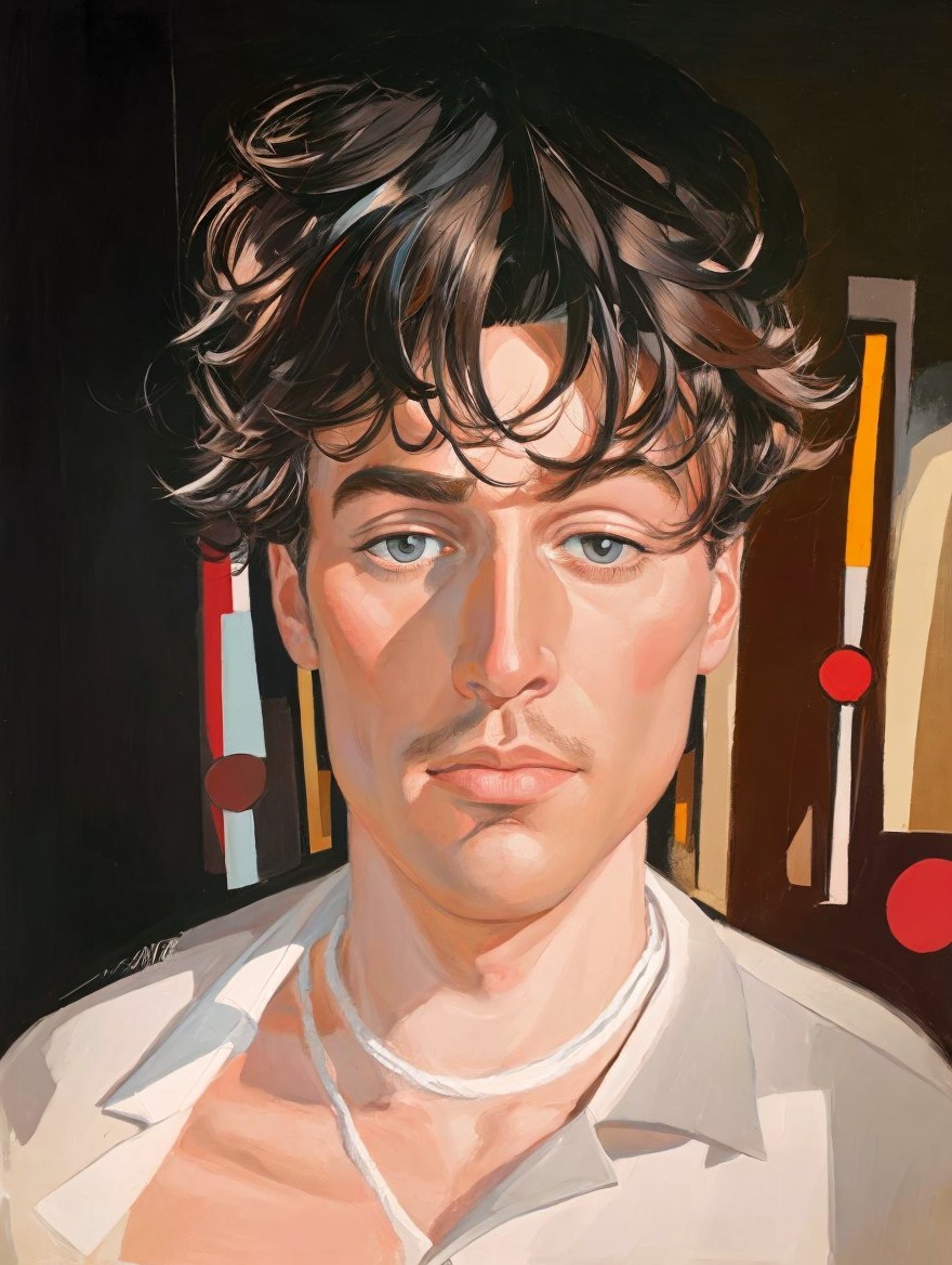 Portrait of a Young Man with Abstract Background