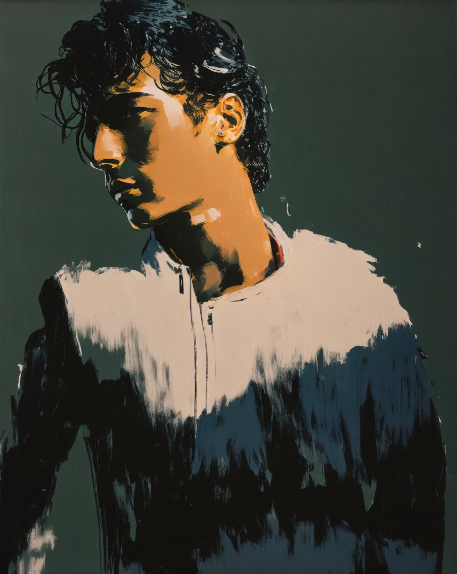 Stylized Portrait of a Young Man with Tousled Hair