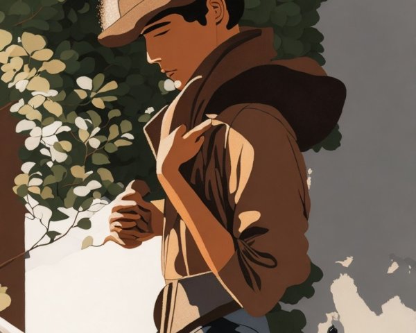 Stylized Illustration of a Young Man in Classic Fashion