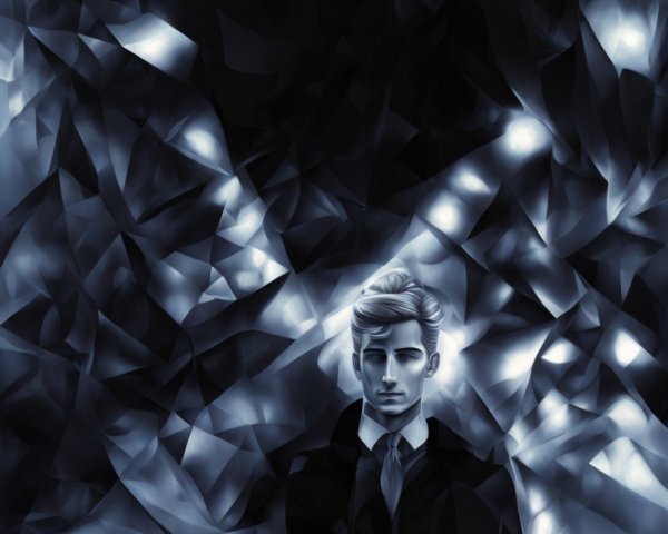 Stylized portrait of a young man with dark backdrop