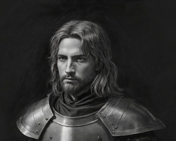 Close-Up Portrait of a Regal Knight in Armor