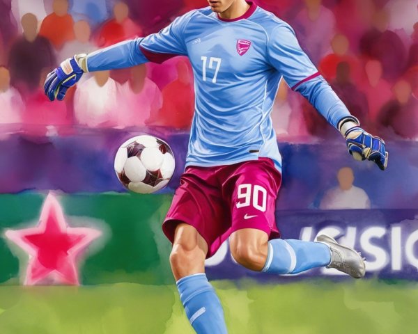 Young Goalkeeper in Action on Soccer Field