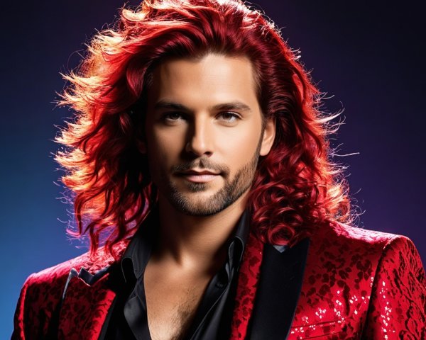 Individual with Long Red Hair in Glamorous Setting