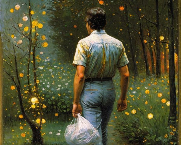 Solitary Figure Walking on Winding Forest Path