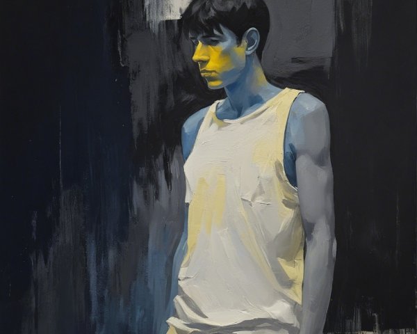 Stylized Oil Painting of a Young Man with Abstract Background