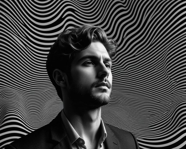 Black-and-white portrait of a young man in a suit