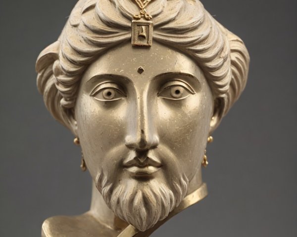 Sculpted Head with Decorative Headpiece and Cross