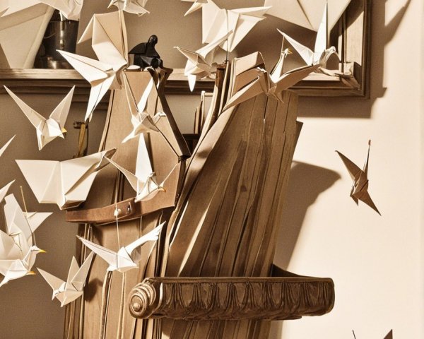 Delicate White Origami Cranes from Ornate Chair