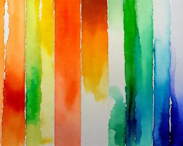 Abstract Watercolor Painting with Rainbow Gradient Colors